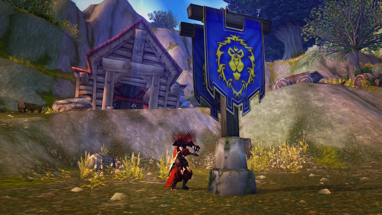 An Alliance banner beside the mine in Arathi Basin